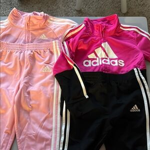 Adidas Pink and Black Tracksuit Set